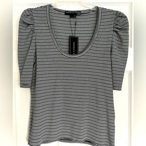 Veronica Beard Puff Sleeve Ribbed Tee, New w Tags